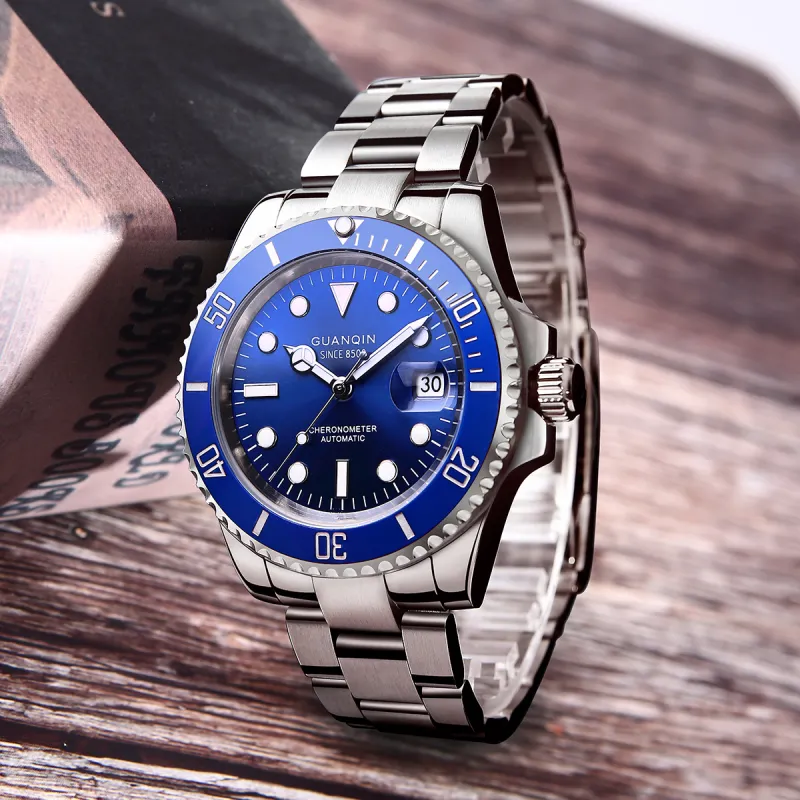 GUANQIN GJ16133 P Mechanical Movement Stainless Steel Watchband Watch Men's Watches Green Dial-8