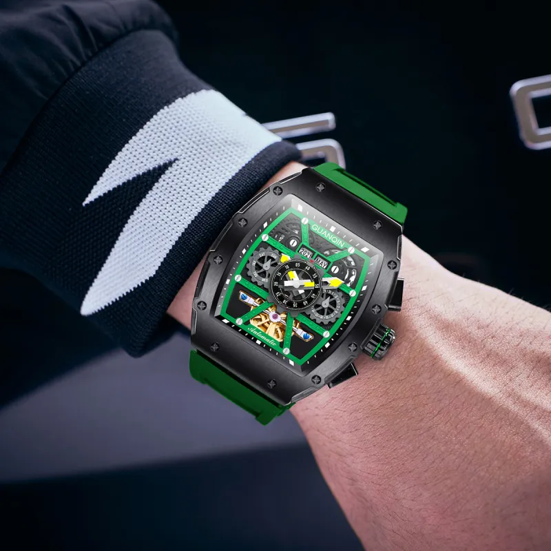 GUANQIN GUANQIN GJ16197 Automatic Mechanical Movement Silicone Strap Watch Men's Watches Cut-Out Dial-33