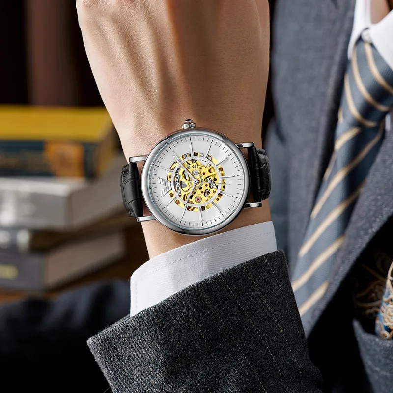 Sanda Automatic Mechanical Movement Watch Men's Watches White Dial-11