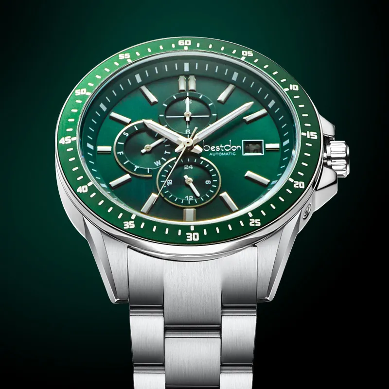Bestdon Automatic Mechanical Movement Stainless Steel Watchband Men's Watches Green Dial-1
