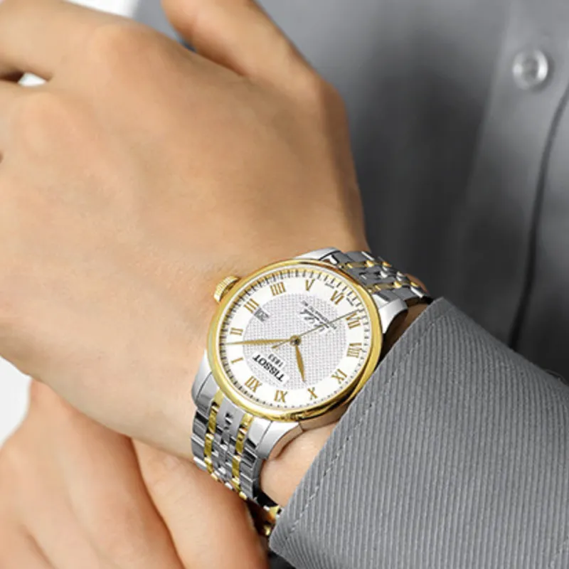TISSOT Le Locle Collection Automatic Mechanical Movement Men's Watches Watch 39.3mm Silver Dial Stainless Steel Case-4