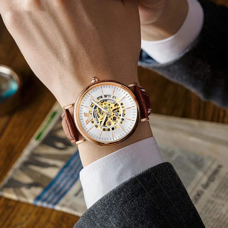 Sanda Automatic Mechanical Movement Watch Men's Watches White Dial-7