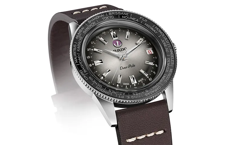 RADO Captain Cook Collection Mechanical Movement Men's Watches Watch 37mm Gray Dial Stainless Steel Case Leather Strap-2
