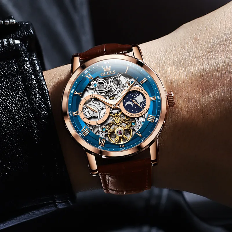 OLEVS Wisdom Series Mechanical Movement Watch Men's Watches White Dial-9