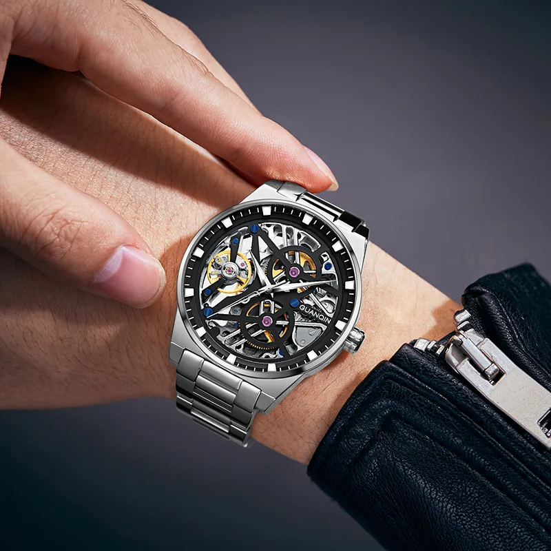 GUANQIN GUANQIN Mechanical Movement Stainless Steel Watchband Watch Men's Watches Black Dial-2