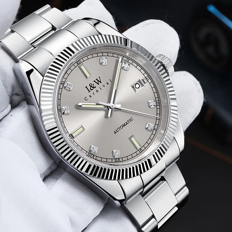 I&W CARNIVAL HWGUOJI Automatic Mechanical Movement Watch Men's Watches Gray Dial-1