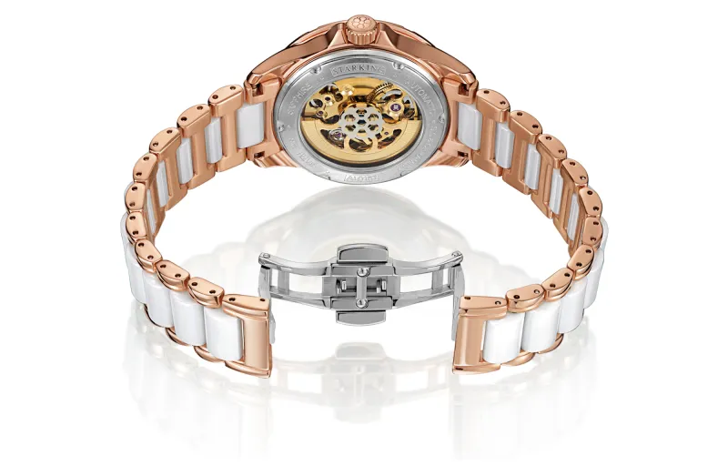 STARKING Koi Fish Collection Automatic Mechanical Movement Ceramic Strap Watch Women's Watch White Dial-2
