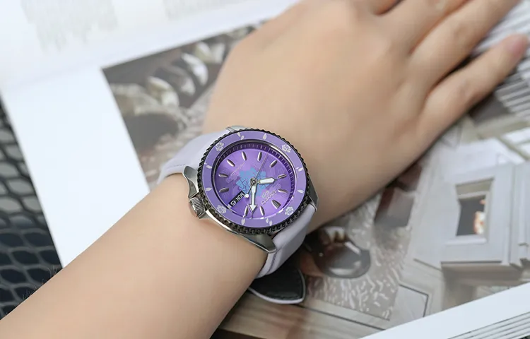 SEIKO Mechanical Movement Leather Watch Bands Watch Unisex Purple Watch Dial-3