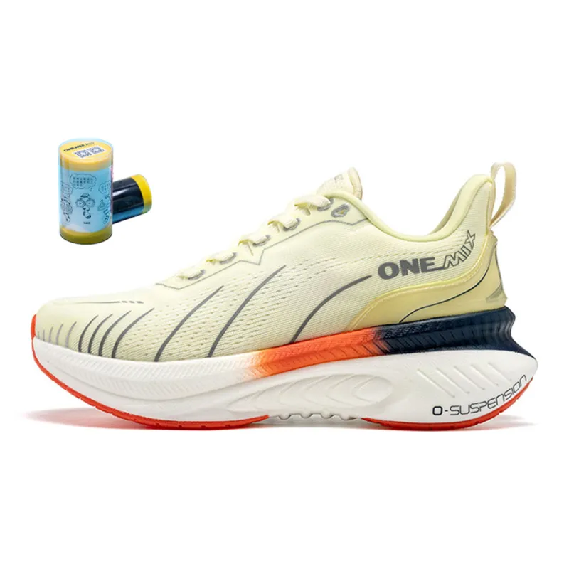 ONEMIX Shock Absorber Low-Top Running Shoes Unisex Bentley White Beige White-0