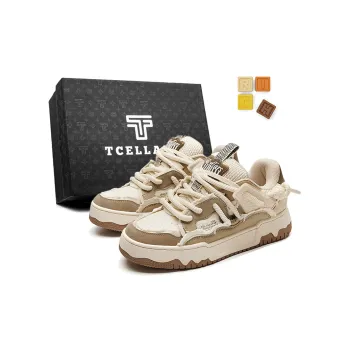 TCELLARS Mid Top Skateboard Shoes Unisex Linen Brown