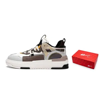 ZHONGGUOHANGTIANBOWUGUAN x Warrior Mid Top Skateboard Shoes Men's Beige Gray Brown