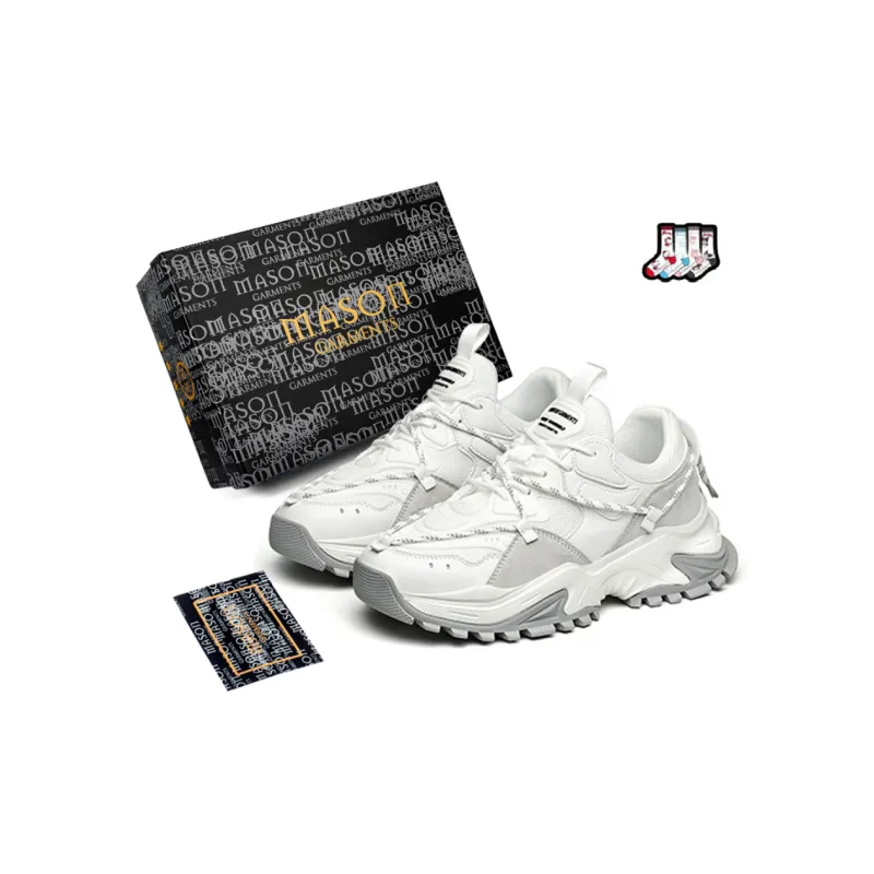 Masongarments Shark Tooth No. 2 Height Increasing Lightweight Low Top Chunky Sneakers Unisex White Gray-6