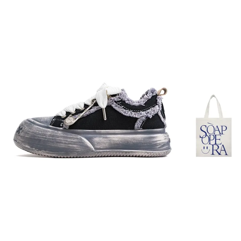 SOAP OPERA Wiping Color Series Canvas Shoes Unisex Low Top Gray-0