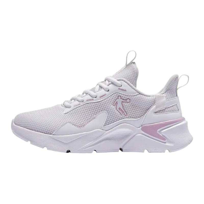 QIAODAN Abrasion Resistant Low Top Running Shoes Women's White Pink-0