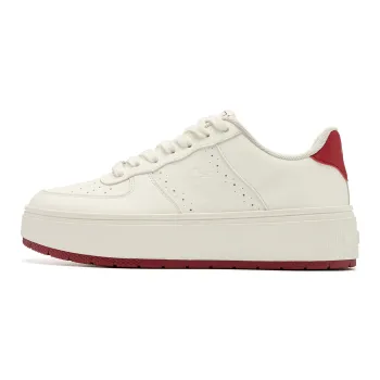 QIAODAN Five Centimeters Skateboard Shoes Women's Low-Top Ivory Iron Red