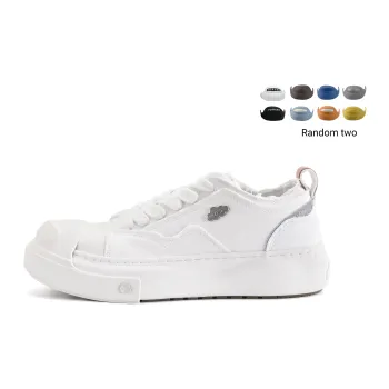 UNNAMED FORCES Cloud Open Ended Smile Breathable Lightweight Height Increasing Low Top Canvas Shoes Unisex White