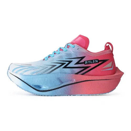 BYLEN Cushioning Rebound Impact Resistant Breathable Low Top Running Shoes Unisex Red And Blue Knight