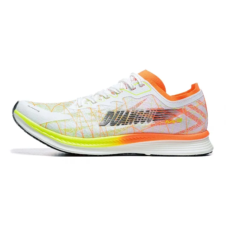 DUANGOU Cushioning Wear-Resistant Balance Low-Top Sports Running Shoes Unisex Orange Red Neon Green-3