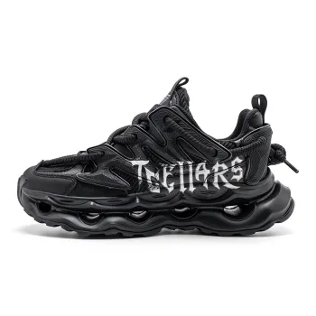 TCELLARS Porous Series Chunky Sneakers Unisex Low-Top Jet Black Graffiti