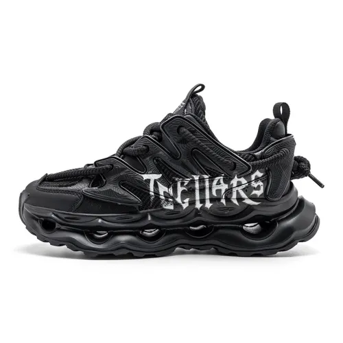 TCELLARS Porous Series Chunky Sneakers Unisex Low-Top Jet Black Graffiti