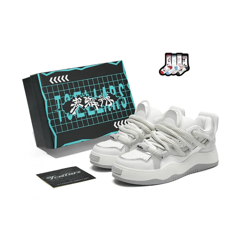 TCELLARS Mid Top Skateboard Shoes Unisex Cream Gray Box Limited Edition-0