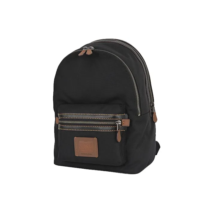 COACH Academy Canvas With Leather Backpack Large Size Men's Black-1