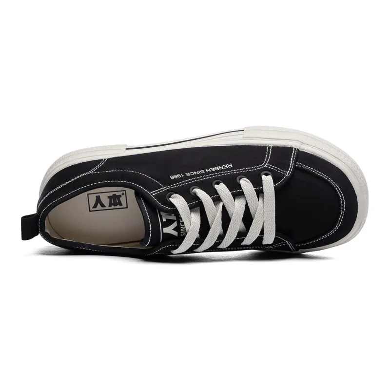RENBEN Anti-Slip Wear-Resistant Breathable Lightweight Low-Top Canvas Shoes Unisex Black-2