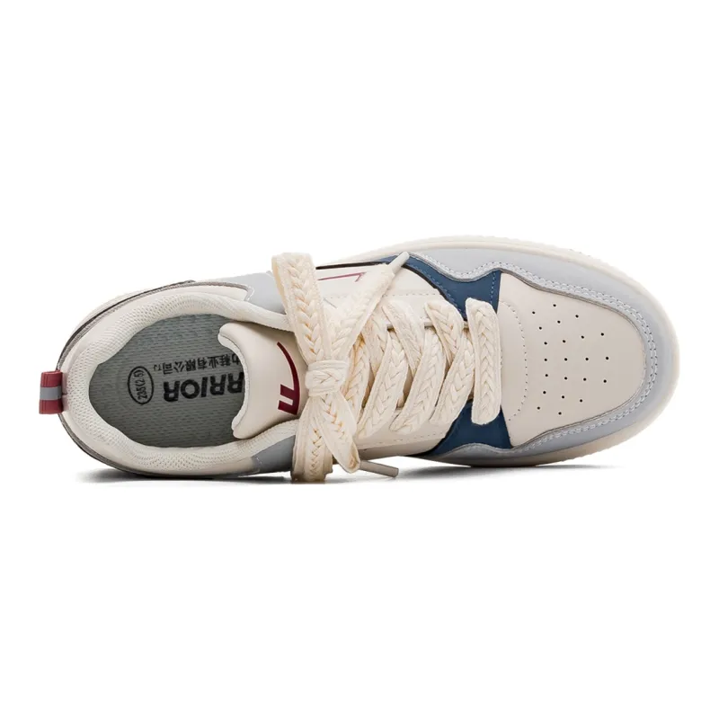 Warrior Slip Resistant, Abrasion Resistant, Lightweight, Breathable Low Top Skateboard Shoes Unisex Beige Blue-3