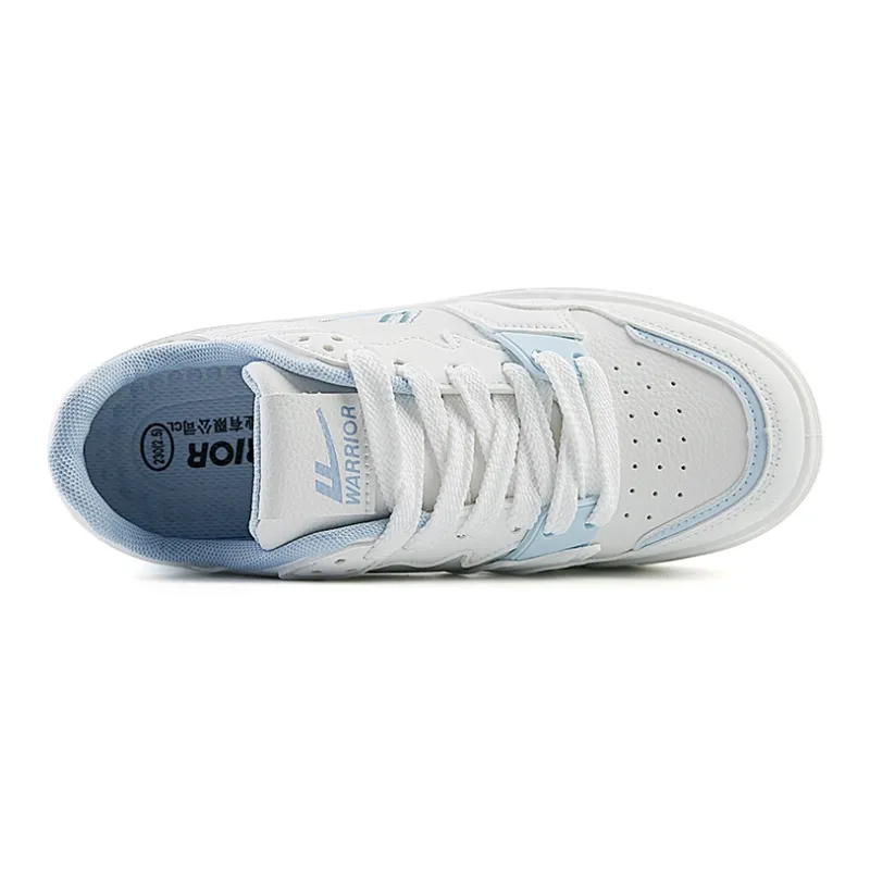 Warrior Abrasion Resistant Slip Resistant Low Top Skateboard Shoes Women's White Light Blue-2