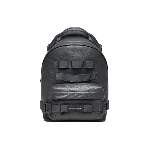 Balenciaga Army Fine Grained Sheepskin Shoulder Bag Crossbody Bag Backpack Small Size Men's Charcoal Black