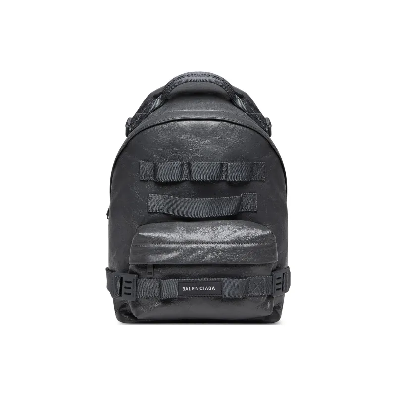 Balenciaga Army Fine Grained Sheepskin Shoulder Bag, Crossbody Bag, Backpack Small Size Men's Charcoal Black-0