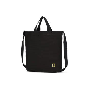 NATIONAL GEOGRAPHIC Canvas Tote Bag, Shopping Bag, Portable Crossbody Bag, Shoulder Bag Large Size Unisex Black/Beige