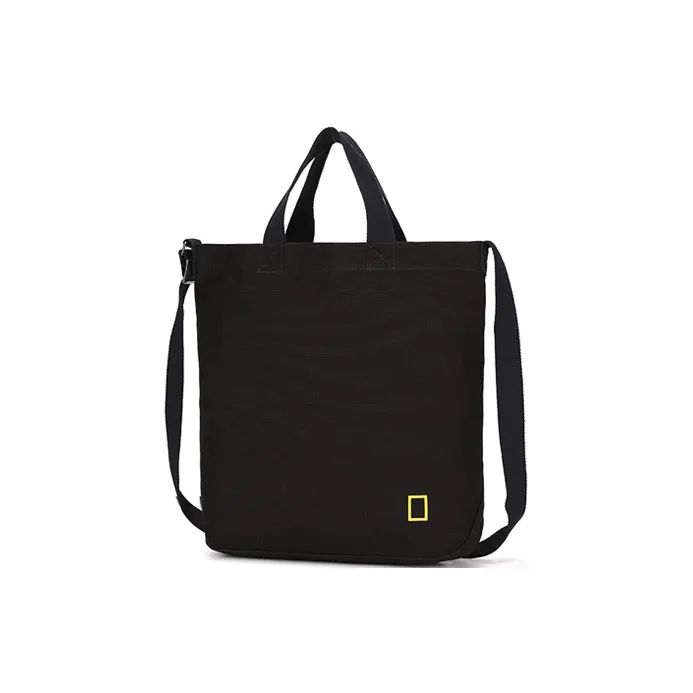 NATIONAL GEOGRAPHIC Canvas Tote Bag, Shopping Bag, Portable Crossbody Bag, Shoulder Bag Large Size Unisex Black/Beige-0