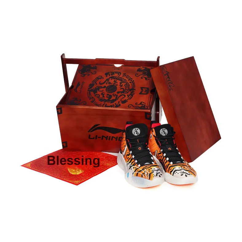 LiNing CJ 1 CJ 1 Cushioning Anti Slip And Wear Resistant Coverage Support Mid Top Basketball Shoes Men's Black Orange-2