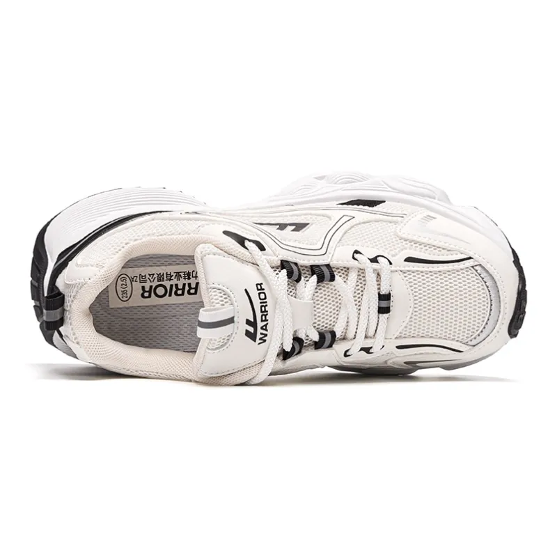 Warrior Anti Slip Wear Resistant Low Top Chunky Sneakers Women's White Black-2
