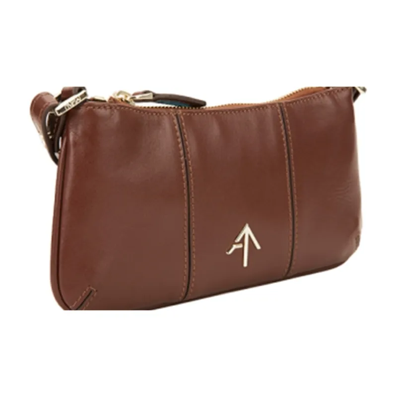 Manu Atelier Fabric With Leather Shoulder Bag Women's Red Brown-1