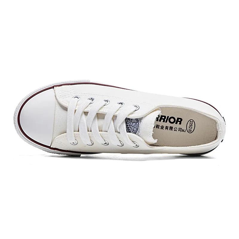 Warrior Durable Breathable Lightweight Low Top Canvas Shoes Unisex White-2