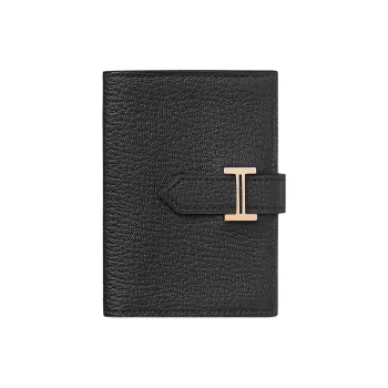 HERMES Bearn Goatskin Wallets Card Holders Unisex Noir Black