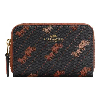 COACH Zip Around PVC Card Holders Clutches Wallets Mini Women's Black