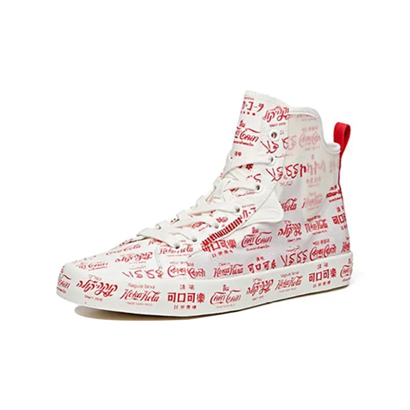 Coca Cola x Anta Anti Slip Wear Resistant High Top Canvas Shoes Red White-1