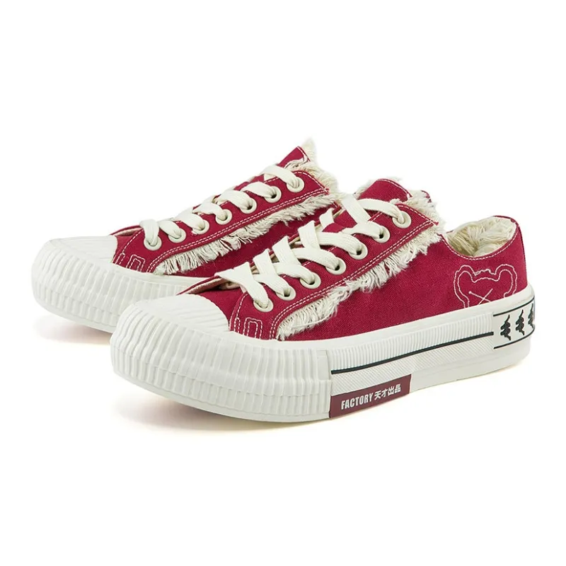 Kappa Anti-Slip And Wear-Resistant Water-Resistant Low-Top Canvas Shoes Unisex Red-4