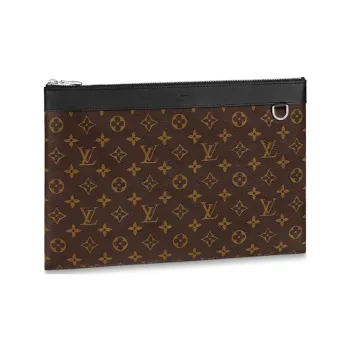 LOUIS VUITTON Discovery Canvas Cow Leather Patchwork Handheld Toiletry Bag Large Size Men's Brown