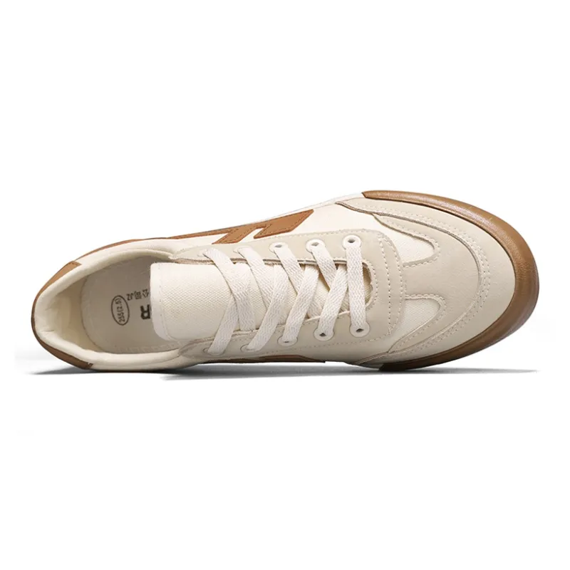 Warrior Breathable And Waterproof Low Top Canvas Shoes Unisex Beige Brown-3