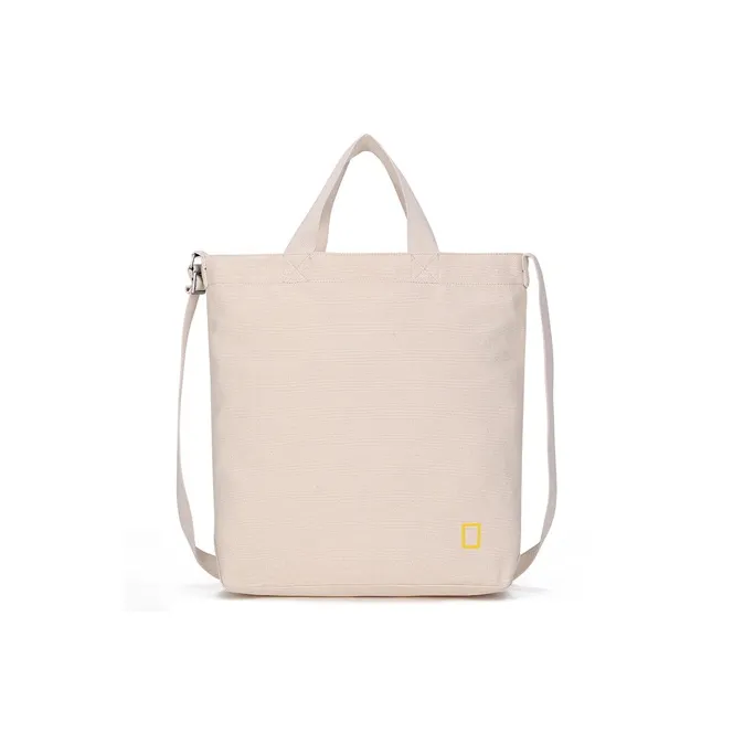 NATIONAL GEOGRAPHIC Canvas Tote Bag, Shopping Bag, Portable Crossbody Bag, Shoulder Bag Large Size Unisex Black/Beige-6