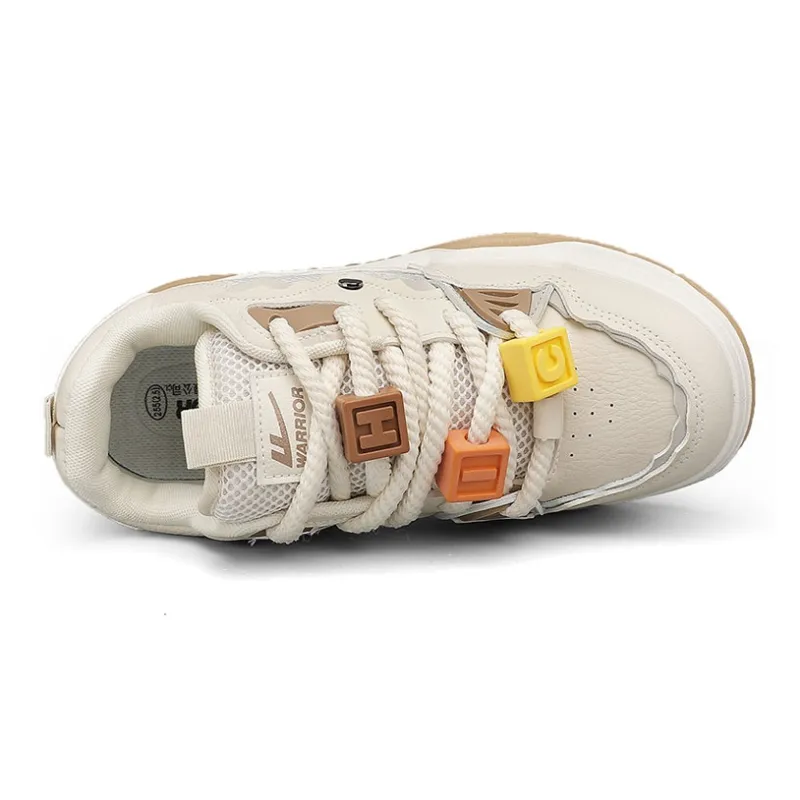 Warrior Candy Cube Series Puffy Shoes Lightweight, Breathable, And Abrasion Resistant Low Top Casual Shoes Unisex Beige-3