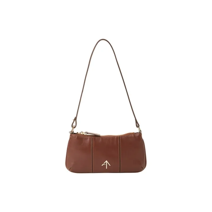 Manu Atelier Fabric With Leather Shoulder Bag Women's Red Brown-4