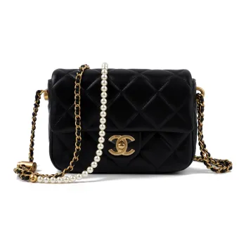 CHANEL Classic Flap CF21K Winter Sheepskin Shoulder Bag, Crossbody Bag Regular Women's Black