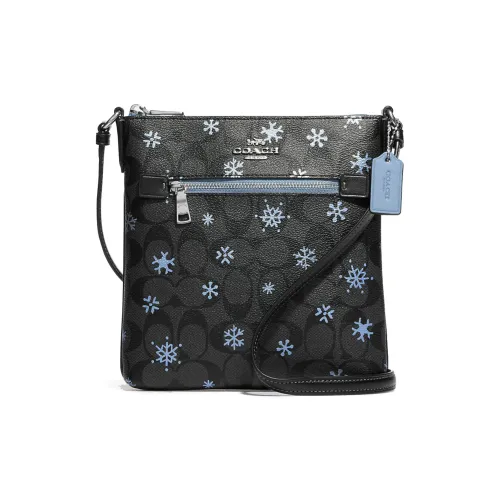 COACH Rowan Coated Canvas With Smooth Leather File Bag Shoulder Bag Crossbody Bag Mini Women's Black