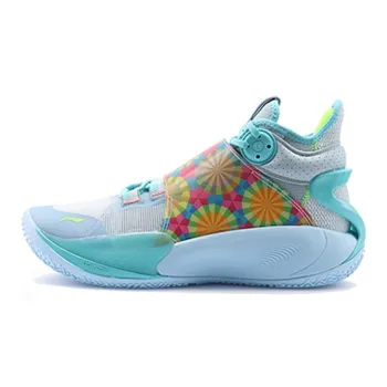 LiNing SONIC 9 Cushioning Anti Slip And Wear Resistant Mid Top Basketball Shoes Blue Gray