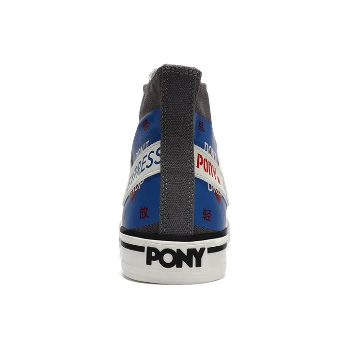 PONY Shooter Anti Slip Wear Resistant Impact Resistant And Balance Coverage High Top Canvas Shoes Unisex Gray White-3